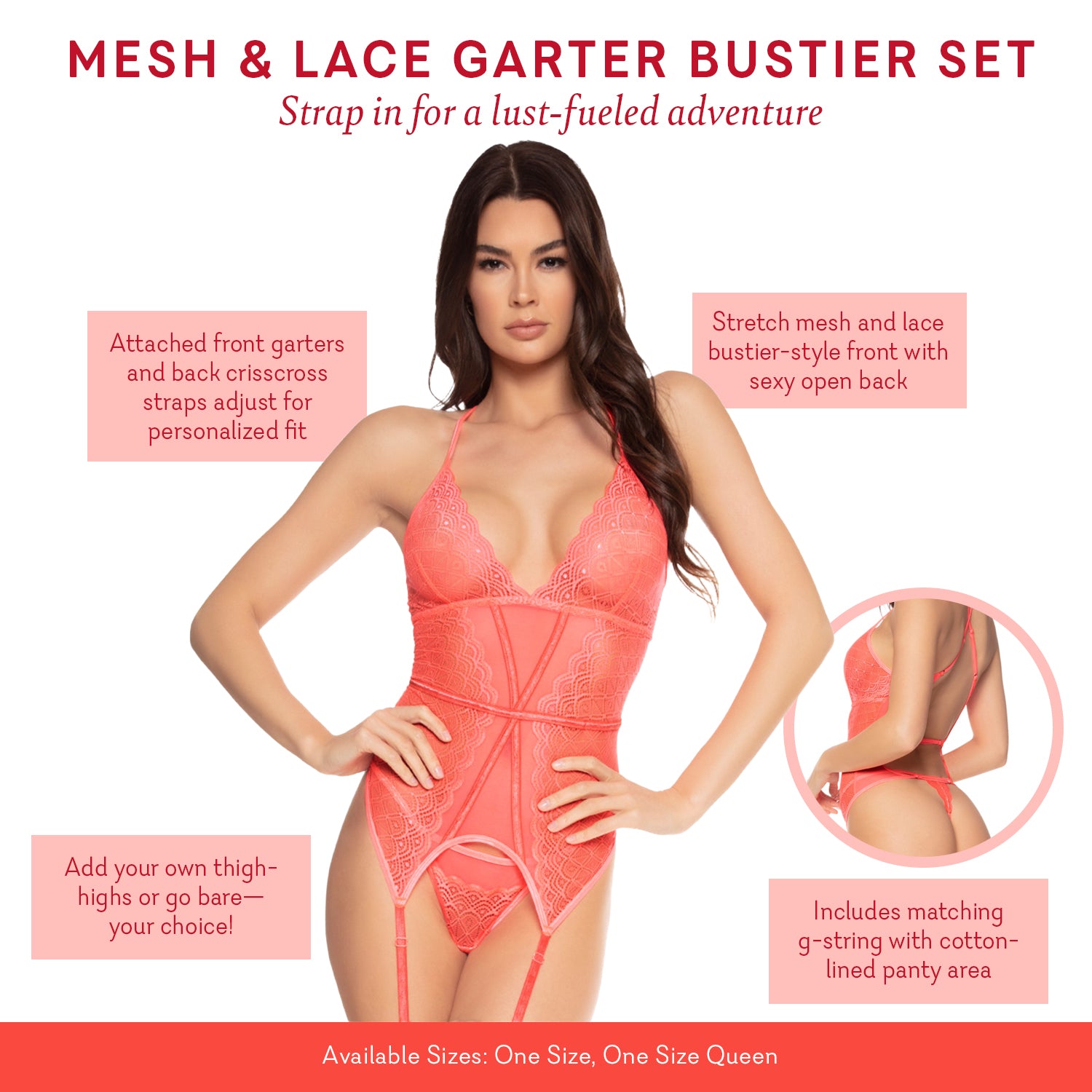 Mesh Lace Garter Bustier Set